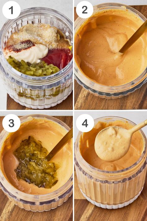 High Protein Big Mac Sauce Recipe (McDonald's Copycat) - Healthy Little Peach Big Mac Sauce Recipe Copycat Easy, Healthy Mac Sauce, Big Mac Sauce With Greek Yogurt, Weight Watchers Big Mac Sauce, Greek Yogurt Big Mac Sauce, Low Carb Big Mac Sauce, Big Mac Sauce Healthy, Healthy Burger Sauce Greek Yogurt, Vegan Big Mac Sauce