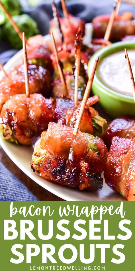 Bacon Wrapped Brussels Sprouts, Brussel Sprouts Appetizer, Bacon Wrapped Brussel Sprouts, Bacon Wrapped Recipes, Bacon Brussel Sprouts, Bacon Appetizers, Sprout Recipes, Lost 100 Pounds, Finger Food Appetizers