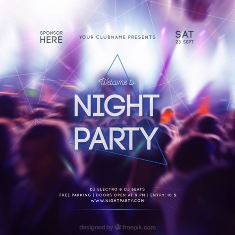 Party invitation design with crowd Free Vector | Premium Vector #Freepik #vector #invitation #music #party #design Invitation Party Design, Dj Girl, Dj Electro, Banner Sample, Party Invitation Design, Nightclub Aesthetic, Invitation Maker, Party Invite Design, Collar Pin