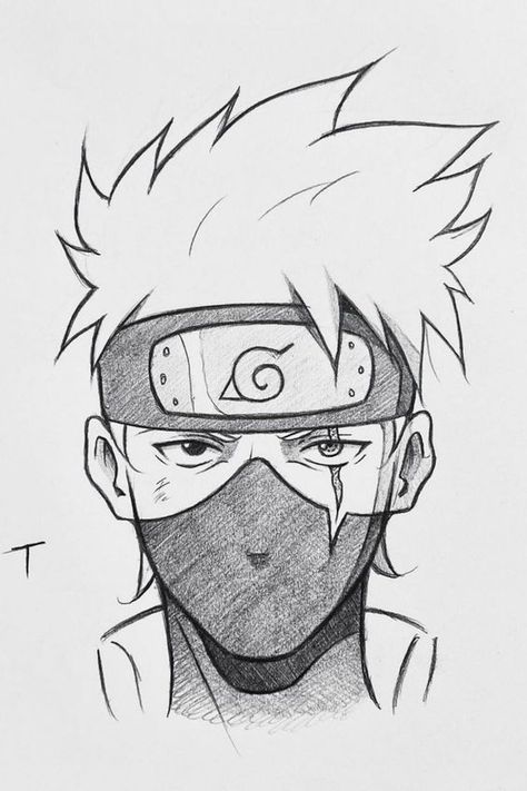 Easy Manga Drawings, Kakashi Drawing, Naruto Drawings Easy, Cool Things To Draw, Easy Pencil Drawings, Neck Drawing, Anime Face Drawing, Naruto Sketch Drawing, Pencil Sketch Images