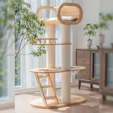 Tall Cat Tree, Cat Tree Aesthetic, House Medium, Wood Cat Tree, Wooden Cat Tree, Cat Climbing Frame, Cat Towers, Cat Tree Condo, Solids For Baby