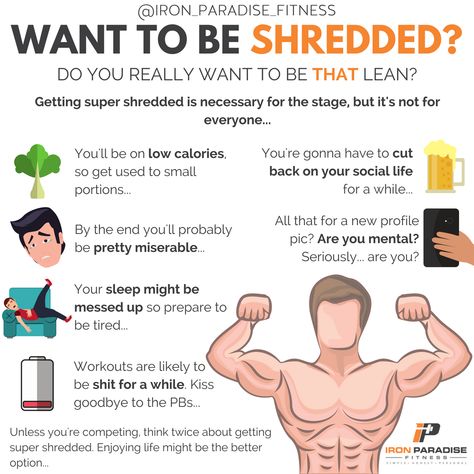 DO YOU REALLY WANT TO BE SHREDDED? . . Getting shredded seems to be everyone’s goal these days. But should it be yours? . I get it. Instagram is awash with pictures of sun, sea and perfect abs and you want in on the action. . You want the washboard stomach and the low body fat so you can see all the lumps and bumps you’ve been meticulous sculpting in the gym. . But the reality is, getting that shredded look isn’t right for everyone and it may not be right for you. . You see, to get THAT lean tak Pictures Of Sun, Workout Images, Gym Things, Shred Workout, Comidas Fit, Perfect Abs, Mens Workout, Get Shredded, Bodybuilding Diet