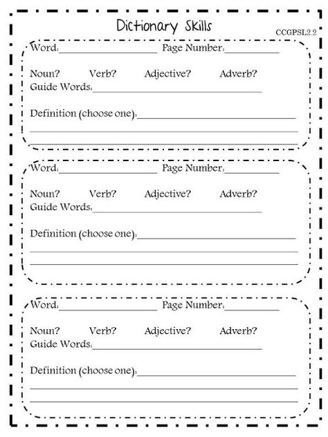 Dictionary Skills recording sheet! Dictionary Activities, Owl Pellet, Dictionary Skills, Library Lesson Plans, Library Skills, Elementary Library, 4th Grade Classroom, 4th Grade Reading, 3rd Grade Reading