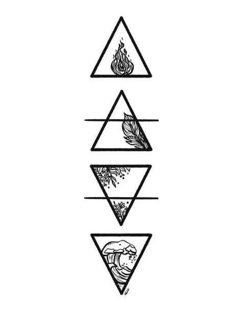 Four Elements Tattoo, Tato Geometris, Element Tattoo, Tato Dengan Makna, Earth Tattoo, Water Tattoo, Elements Tattoo, The Four Elements, Symbol Tattoo