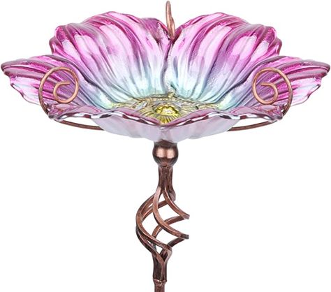 Amazon.com: MUMTOP 31 Inch Height Glass Birdbath Birdfeeder with Metal Stake Garden Yard Outdoor Blue : Patio, Lawn & Garden Heated Bird Bath, Bird Bath Bowl, Glass Bird Bath, Bird Bath Garden, Wild Bird Food, Pink Home Decor, How To Attract Birds, Garden Yard, Bird Garden