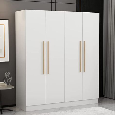 Bedroom Cupboard Designs Modern, Latest Cupboard Designs, Modern Wooden Bed, White Armoire, Armoire Storage, Wooden Closet, 4 Door Wardrobe, Wooden Cupboard, Bedroom Cupboard