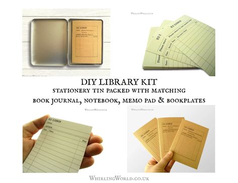 Home Library Starter Set Storage Tin Filled With Logbook - Etsy Party Favor Table, Habits Book, Diy Library, Book Club Party, Traditional Library, Table Gifts, Book Club Parties, Favor Table, Library Cards