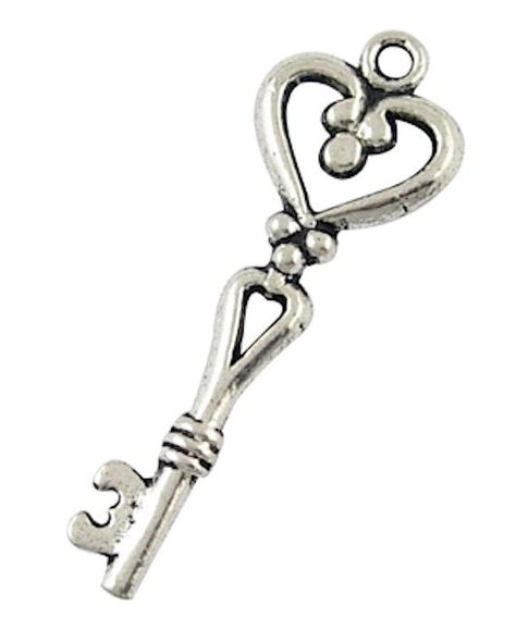 42mm Heart shape skeleton key charm in antique silver, pack of 12. 42mm long, 14.5mm wide, 2.5mm thick, hole: 2mm silver charm, silver charms, bracelet charms, metal charms, charms, gross discount available Key Tattoo Designs, Steampunk Key, Vintage Skeleton Keys, Noah Kahan, Key Charms, Silver Key, Heart Key, Metal Charms, Charms Bracelet