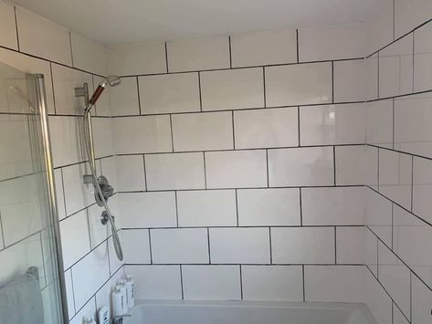 DURING the lockdown, many people have found some time to do a spot of home improvement – and it needn’t cost much. One mum has transformed her “boring” white bathroom tiles with “stunning” results for less than a tenner. In a post on Facebook group ‘Extreme Budget DIY & Life Hacks’, the woman called Charlotte […] White Tiles Dark Grout Bathroom, White Tiles Black Grout Bathroom, Grey Grout Bathroom, White Tiles Grey Grout, White Tiles Black Grout, Bathroom Vinyl Flooring, Large White Tiles, Dark Grout, Bathroom Grout