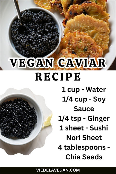 Vegan Caviar Recipe Vegan No Carb Recipes, Fancy Vegetarian Recipes, Vegan Gourmet Recipes, Fancy Vegan Recipes, Vegan Caviar Recipe, Vegan Canapes, Fine Dining Vegan, Gourmet Vegetarian Recipes, Vegan Caviar