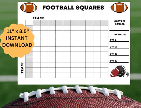 Football Squares Template, Superbowl Squares, Football Squares, Football Pool, Football Super Bowl, Football Board, Bet Football, Superbowl Game, Thanksgiving Football