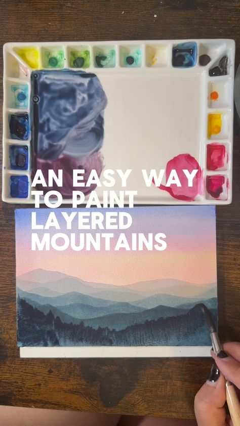 Erica Schaffel | Intuitive Watercolor Artist | Details 👇🏻 @meeden.art so generously sent me a bunch of art supplies to play with and I had so much fun testing them out! They’re going... | Instagram Watercolor Mountains Tutorial, Fun Test, Ultramarine Blue, Prussian Blue, Watercolor Mountains, Crimson Red, Blue Ridge Mountains, Watercolor Artist, Watercolor Landscape