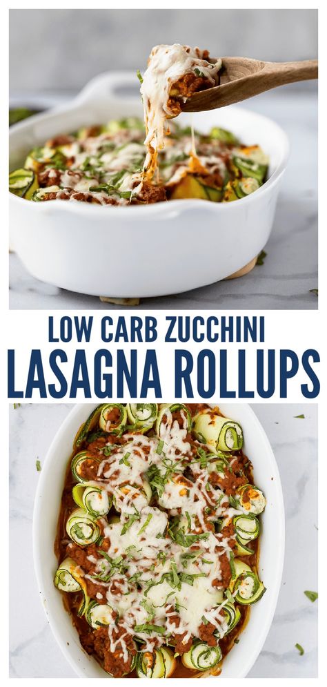 These zucchini roll ups are a fun low carb play on the classic lasagna dish. Each zucchini sliced is stuffed with a ricotta beef filling then topped with tomato sauce and melty mozzarella for a cheesy weeknight bite. #zucchini #lasagnarolllups #lowcarbrecipe #italianrecipe #easydinneridea #zucchinirollup #lasagnarecipe #groundbeef Zucchini Lasagna Roll Ups, Vegetarian Zucchini Lasagna, Zucchini Roll Ups, Zucchini Roll, Low Carb Zucchini Lasagna, Zucchini Lasagna Rolls, Budget Dinners, Zucchini Rolls, Ricotta Filling