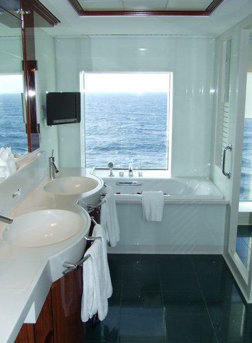 Norwegian Gem Cabins and Suites | Penthouse suite, Cruise ships and Cruises Cruise Ship Bathroom, Ship Bathroom, Norwegian Gem, Cruise Ships Interior, Cruise Design, Cruise Rooms, Vacation Board, Navigator Of The Seas, Best Cruise Ships