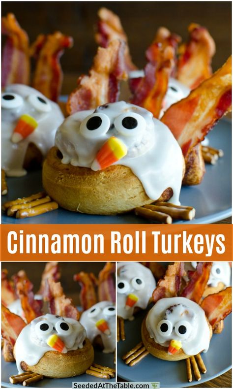 Thanksgiving Morning Breakfast, Cinnamon Roll Turkeys, Thanksgiving Morning, Cinnamon Roll Recipe Homemade, Thanksgiving Breakfast, Thanksgiving Desserts Easy, Breakfast Specials, Pumpkin Cinnamon Rolls, Cinnamon Roll Cake