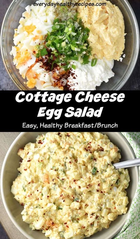 Egg Salad With Cucumber, Egg Cottage Cheese Salad, Creamy Egg Salad Recipe, Low Calorie Egg Salad Sandwich, Healthier Egg Salad, Egg Salad Recipe With Cottage Cheese, Easy Egg Lunch Ideas, Healthy Egg Dishes For Breakfast, Egg Salad Made With Cottage Cheese