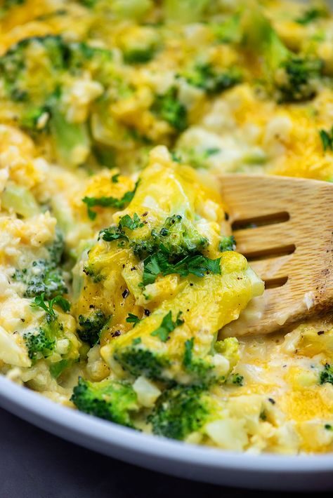 Cheesy broccoli cauliflower rice casserole! This is low carb, keto friendly, and a total hit with my kids! #recipe #cauliflower #broccoli Broccoli Cauliflower Rice Casserole, Broccoli Cauliflower Rice, Broccoli Cheese Rice Casserole, Low Carb Broccoli, Cheesy Broccoli Rice Casserole, Cauliflower Rice Casserole, Cheesy Broccoli Rice, Recipe Cauliflower, Low Fat Chicken