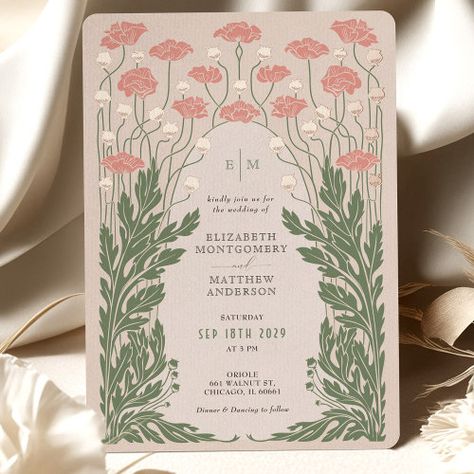 $4.2 | Pink Vintage Floral Wedding Rose Gold - art nouveau wedding invitations, art deco wedding invitations, vintage floral wedding invitations, rose gold foil wedding invites, olive green wedding stationery, 1920s inspired wedding cards, floral art deco invites, rose gold plum invitations, pink wedding invitations, blush wedding invitations Rose Gold Foil Invitations, Art Nouveau Wedding Invitation, Vintage Floral Wedding, Art Nouveau Wedding, Pink Green Wedding, Deco Wedding Invitations, Nouveau Wedding, Invitations Pink, Art Nouveau Weddings