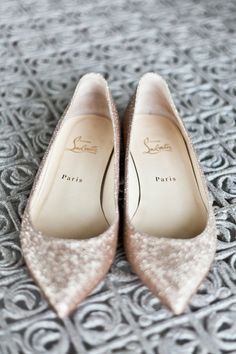 glittering gold sequined wedding flats Louboutin Flats, Sparkly Flats, Mode Shoes, Perfect Wedding Shoes, Glitter Flats, Wedding Shoes Flats, Wedding Flats, Pointy Toe Flats, Olivia Palermo