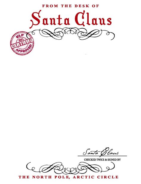 Printable Santa Claus Letterhead Template Santa Signature, Santa Claus Letterhead, Santa Claus Letter Template, Free Santa Letter Template, Letter From Santa Template, Santa Letterhead, Free Printable Santa Letters, Letter Stationary, Free Letters From Santa