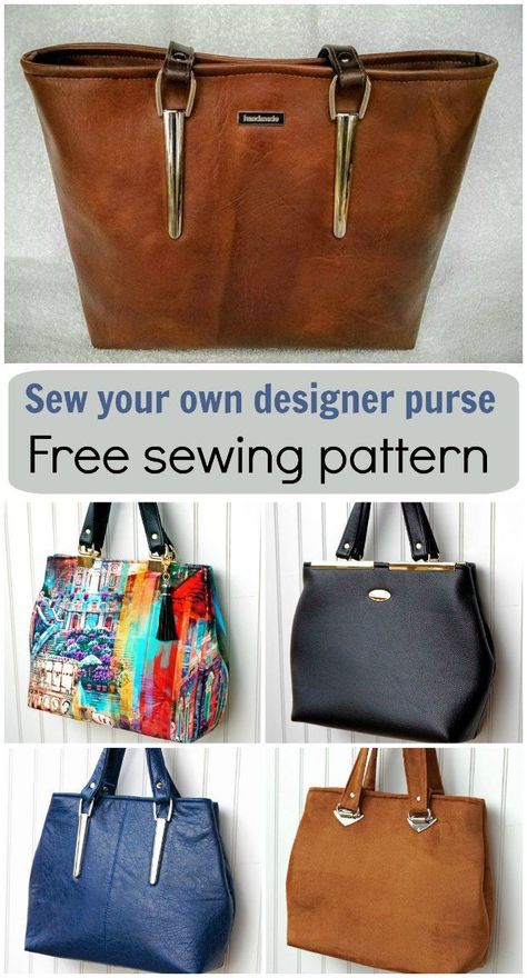 Free bag sewing pattern. I love the simple lines on this purse sewing pattern. Easy to get a designer bag look from this with the right fabric and hardware. Sewing Patterns Free Bag, Leather Purse Pattern, Purse Patterns Free, Leather Handbag Patterns, Handbag Brands, Purse Sewing, Handbag Sewing Patterns, Trendy Sewing Patterns, Purse Sewing Patterns