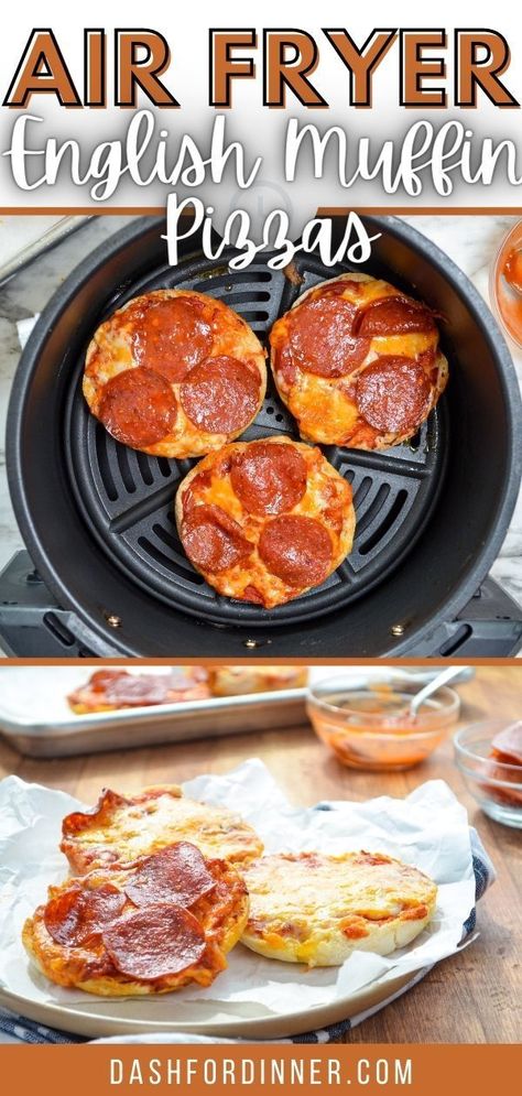 Weeknight Dinner Airfryer, Air Fry English Muffin Pizza, Meals To Make In The Air Fryer, English Muffin Recipe Lunch, Air Fry Easy Recipes, Healthy English Muffin Ideas, Air Fry Lunch Recipes, Quick Healthy Air Fryer Recipes, English Muffin Dinner Ideas