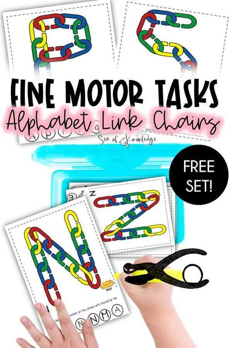 Linking Chains Activities, Plastic Links Activities, Link N Learn Activity Cards, Asd Fine Motor Activities, Link Letters Free, Link Activities Preschool, Pre Writing Fine Motor Activities, Fine Motor Independent Activities, Chain Link Pattern Cards