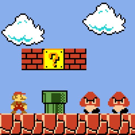 A Super Mario Bros pixel art Pixel Super Mario, Super Mario Color Palette, Super Mario Pixel Art, Pixel Art Mario, Super Mario Game, Painterly Texture, Platform Games, Pixel Game, Art Maker