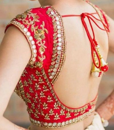 Top 20 Latest Gota Patti Blouse Designs For Sarees and Lehengas (2023) ब्लाउज बैक नेक डिजाइन, Red Blouse Design, Indian Wardrobe, New Saree Blouse Designs, Backless Blouse Designs, Traditional Blouse Designs, Lehenga Blouse Designs, Blouse Back Neck Designs, Front Yards