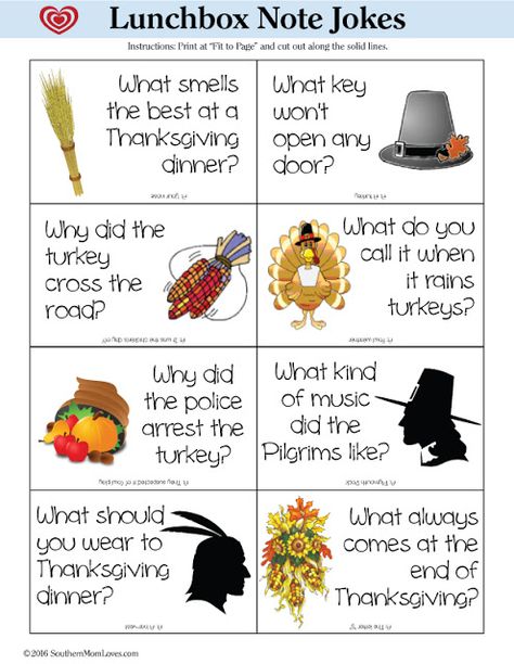 Southern Mom Loves: Thanksgiving Lunchbox Note Jokes {Free Printable} Lunch Jokes, Thanksgiving Jokes For Kids, Thanksgiving Note, Jokes Kids, Thanksgiving Lunch, Thanksgiving Jokes, Thanksgiving Games For Kids, Lunchbox Jokes, Thanksgiving School