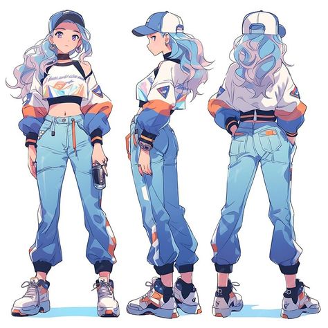 Premium AI Image | Character Anime Concept Female Average Height Casual Streetwear With Sneakers Vibran Sheet Art Street Style Character Design, Anime Fashion Illustration, Street Wear Anime Characters, Streetwear Anime Art, Anime Character Design Outfits, Concept Art Female Character, Anime Clothes Female Casual, Concept Character Sheet, Manga Character Art