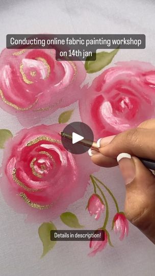 30K views · 1.3K reactions | Fabric painting online workshop✨  14th Jan, 4pm- 6:30 pm IST, ₹750  As part of this fabric painting workshop, you’ll learn: *Basics of fabric painting *Different types of paints available in the market *Blending techniques *Types of fabrics suitable *Do’s and Dont’s *Aftercare for Fabric Painting *How to trace designs onto fabric *Info on Gutta and gold detailing  *Finally demo of freehand Painting, shading techniques, pichwai lotus, Loose Florals, roses  All material details are mentioned in the registration link. Registration link is in the bio!  ‼️Bonus: Recording of the workshop will be provided with lifetime access.  DM for more details!  Love Vani💕  #fabricpainting #fabricart #artworkshop #handmadeclothing #reelitfeelit #reelsviral | Vani Vardannagari | Free Hand Rose Fabric Painting, Lotus Painting On Fabric, Painting Shading, Pichwai Lotus, Freehand Painting, Loose Florals, Blending Techniques, Different Types Of Painting, Lotus Painting