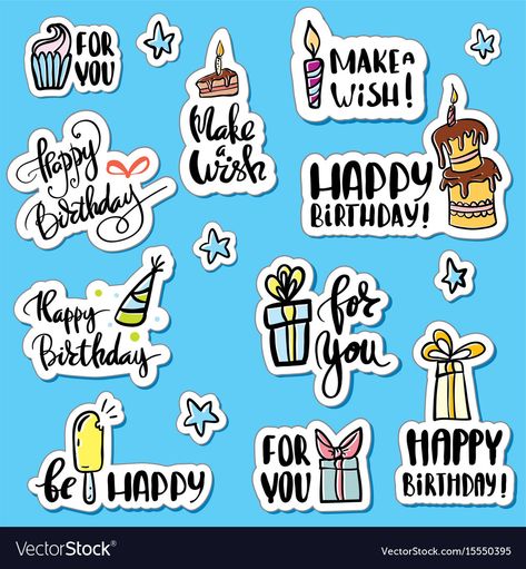 Birthday Wishes Stickers Printable, Birthday Stickers Printable Tags, Happy Birthday Cute Sticker, Happy Birthday Wishes Stickers, Cute Stickers Birthday, Happy Birthday Stickers Printable, Happy Birthday Stickers Free Printable, Birthday Stickers Scrapbook, Sticker Set Free Printable