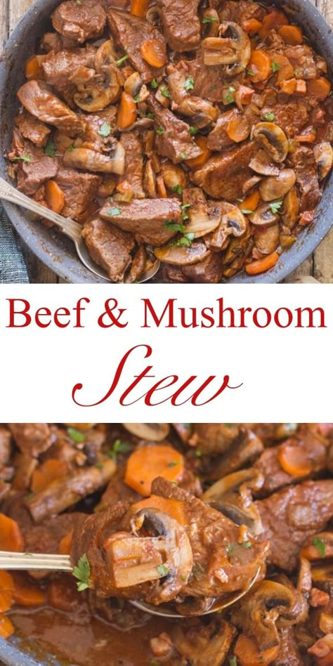 Beef Stew Meat Recipes Dairy Free, Venison Mushroom Stew, Sirloin Stew Recipes, Beef And Mushroom Stew Slow Cooker, Beef Stews And Soups, Beef Stew With Mushrooms Crockpot, Unique Stew Recipes, Beef And Mushroom Soup Recipes, Sirloin Steak Stew