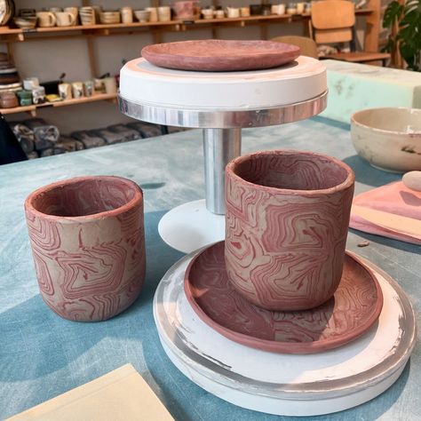 An attempt at a more intricate nerikomi pattern… this process is so fascinating to me 💟 #ceramics #pottery #nerikomi #coloredclay #hand building #handmade #berlinceramics #ceramiccup #contemporaryceramics #design #tableware #clayart Nerikomi Pottery Patterns, Nerikomi Pottery, Pottery Patterns, Hand Building, Ceramics Pottery, Red Clay, Contemporary Ceramics, Ceramic Cups, Clay Art