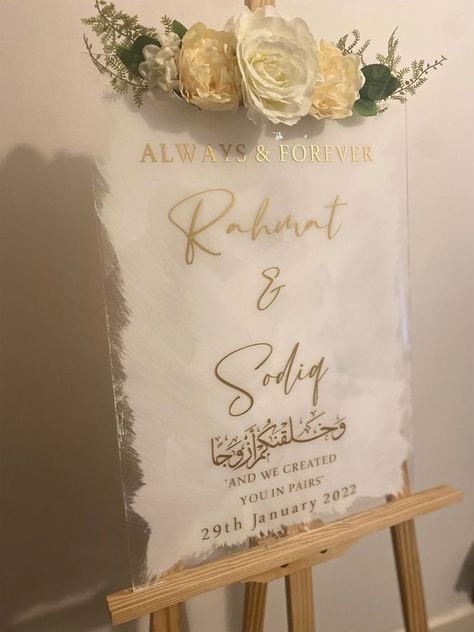 Nikkah Welcome Board, Nikkah Taals, Acrylic Wedding Welcome Sign, Wedding Entrance Sign, Nikah Decor, حفل توديع العزوبية, خواتم خطوبة, Wedding Sign Decor, Brush Effect