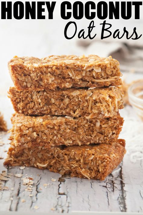 Oat And Coconut Bars, Oat Honey Bars, Oatmeal Honey Bars, Coconut Breakfast Bars, Honey Oat Bars Healthy, Diy Bobos Oat Bars, Baked Oat Bars Healthy, Healthy Oat Bar Recipes, Oat Bars Healthy No Bake