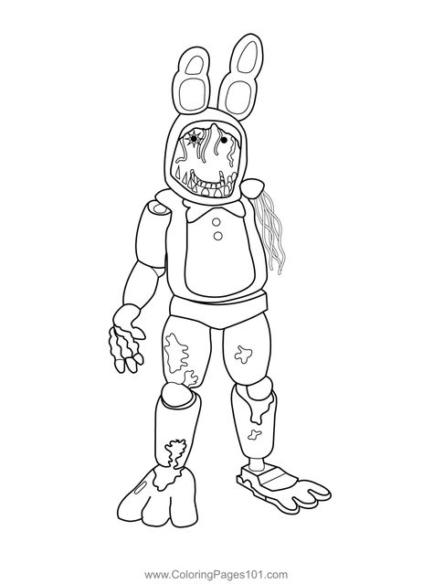 Withered Bonnie FNAF Coloring Pages Fnaf, Withered Bonnie, Fnaf Coloring Pages, Dog Coloring Book, Toy Bonnie, Fnaf Drawings, Coloring Pages To Print, Five Night, Five Nights At Freddy's