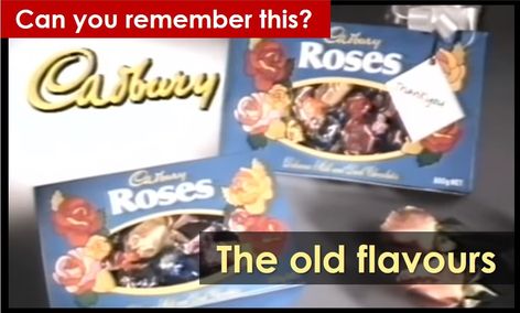 Conversation Starter  Why change what we all liked? What was your Favourite?  Remember the TV Commercial? click to watch again.. Can you remember this? Cadbury Roses - Old Flavours - Cadbury Roses are a selection of machine wrapped chocolates made by Cadbury. Introduced in 1938... Click image to watch video or continue reading history - MAD on New Zealand - "Memories Start Here”  - A New Zealand Web Site for New Zealand Content Cadbury Roses, Mothering Sunday, Tv Commercial, Tv Commercials, Conversation Starters, How To Make Chocolate, Watch Video, Remember This, Pop Tarts