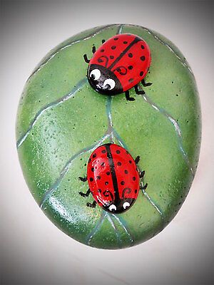 2 Handpainted LADYBUG Rocks Garden Decor | eBay Frog Rock Painting Ideas, Ladybug Rocks Painted, Ladybug Rock Painting, Ladybug Garden Decor, Ladybug Painted Rocks, Lady Bug Painted Rocks, Rocks Garden, Painted Garden Rocks, Ladybug Rocks