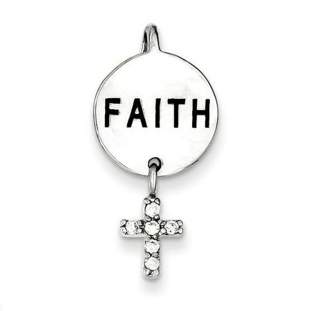 Carat in Karats Sterling Silver Anti-Tarnish Treated Faith CZ Cross Pendant (approximately 19 x 13 mm) Size: one size.  Gender: female.  Age Group: adult. Sterling Silver Cross Necklace, Silver Cross Pendant, Gemstone Engagement, Coin Jewelry, Sterling Silver Cross, Religious Jewelry, Cross Charms, Cross Pendant, Charm Pendant