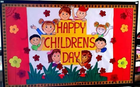 Children Day Soft Board Decorations, Children's Day Notice Board Decoration Design, Children's Day Charts For School, Children's Day Decoration Ideas In School, Childrens Day Decoration Schools, Children Day Decoration Ideas For School, Children's Day Decoration, Happy Childrens Day Poster, Children's Day School