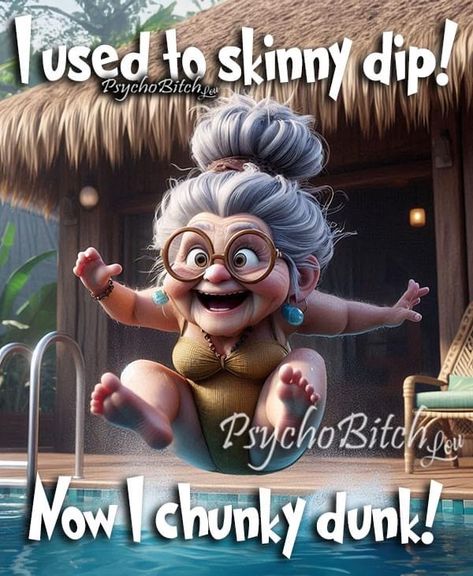 Good Morning Funny Pictures Humor Jokes, Cartoons Funny Hilarious, Funny Good Night Pictures, Bad Grandma, Illusion Quotes, Old Lady Cartoon, Lady Cartoon, Crazy Grandma, Getting Older Humor