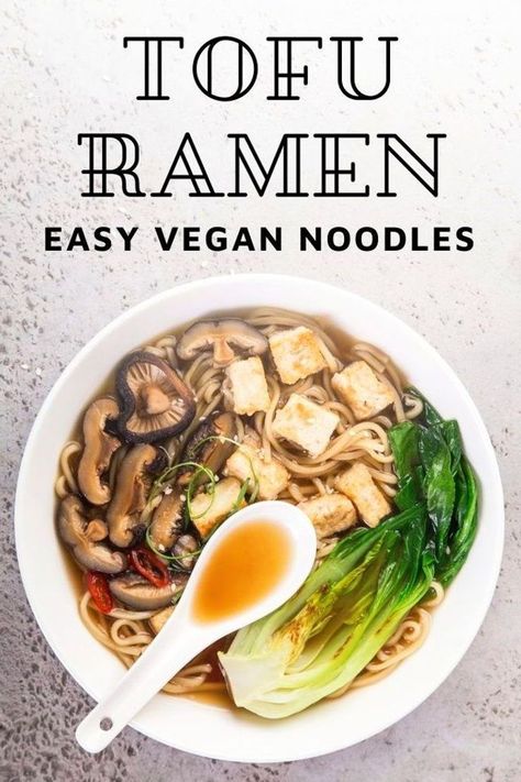 The best homemade vegan tofu ramen. Crispy extra-firm tofu cooked with ramen noodles cooked in a delicious miso broth in under 30 minutes. This easy Asian noodle soup is perfect for quick dinners and meat-free meals. Ramen From Scratch, Ramen Easy, Tofu Dinner Recipes, Firm Tofu Recipes, Easy Vegan Ramen, Asian Noodle Soup, Vegan Noodle Soup, Tofu Ramen, Vegan Miso Soup