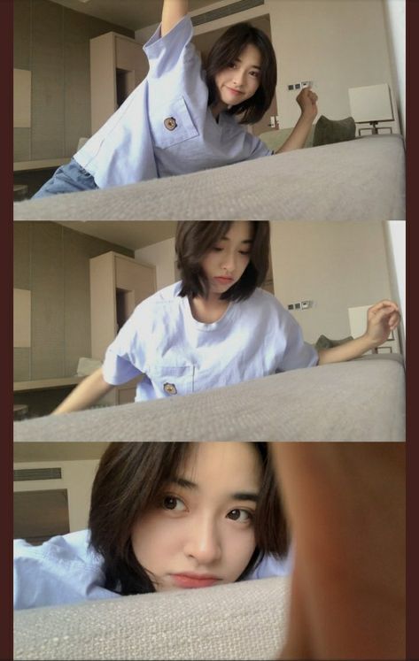 Shen Yue Selfie, Short Hair Selfie, Shen Yue, Korean Short Hair, Asian Short Hair, Shot Hair Styles, 짧은 머리, Hair Reference, Girl Short Hair