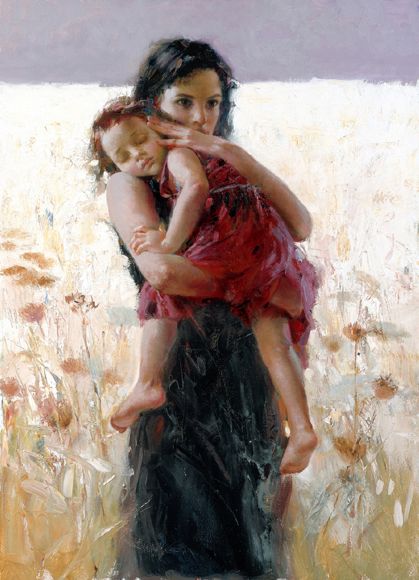 PINO ARTIST | Mother and Child Artwork by Pino Daeni Pino Daeni, Romantic Woman, Mother And Child, Mothers Love, Art Journals, Beautiful Paintings, Wood Art, A Child, Amazing Art