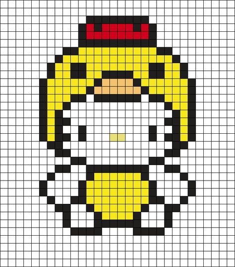 Hello Kitty Fuse Bead Pattern, Hello Kitty Perler Pattern, Perler Beads Ideas Hello Kitty, Pixel Art Pattern Sanrio, Pixel Art Sanrio Characters, 32x32 Pixel Art Grid Easy, Pixelart Hello Kitty, Hello Kitty Perler Beads Pattern, Cute Pixel Art 32x32