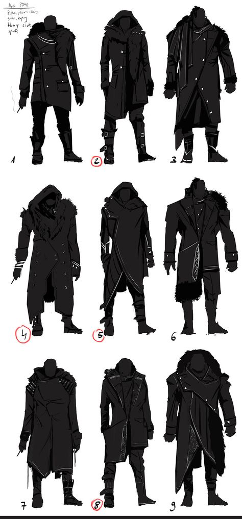 Mateusz Michalski - Futuristic winter coat Sci Fi Trench Coat, Winter Coat Drawing Reference, Winter Outfits Character Design, Sci Fi Clothing Design, Futuristic Jacket Design, Assassin Outfit Design, Dnd Winter Clothes, Winter Outfits Drawing, Character Clothing Design