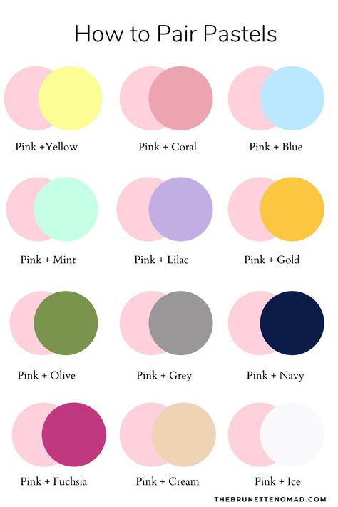 Different Colour Combinations, Color Palette Combinations Clothes, Color Pairings Fashion, Color That Goes With Pink, Pastel Color Combos Outfit, What Colors Go Good Together, Colour Combinations Pastel, 2 Colours That Go Together, Pair Pink With