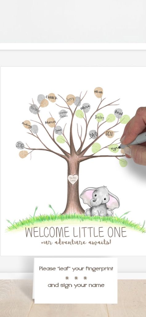 Fingerprint tree 101: - MeganHStudio Fingerprint Tree, Amazon Handmade, Ink Pads, The Tree, And Sign, Fingerprint, Photo Props, Little One, Nursery Decor